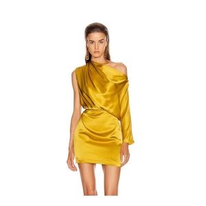 BRAND NEW WITH TAGS. Michelle Mason one sleeve draped mini dress